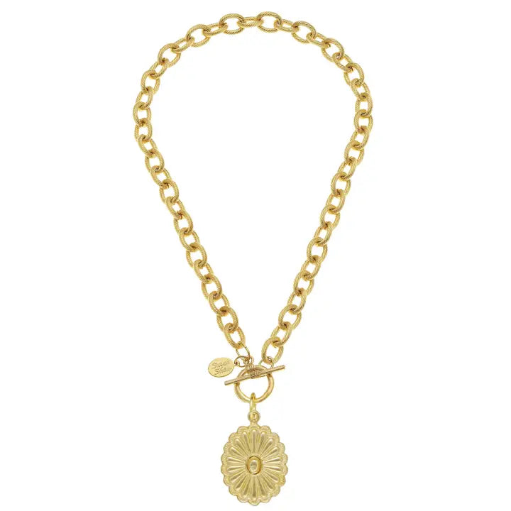 Gold Oval Concho Toggle Chain