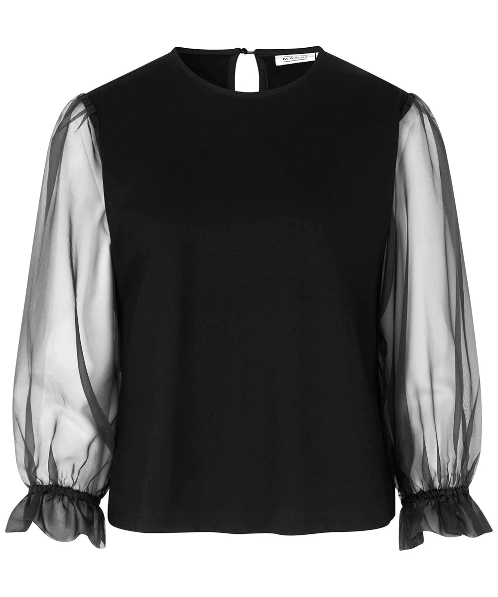Black Sheer Sleeve Top
