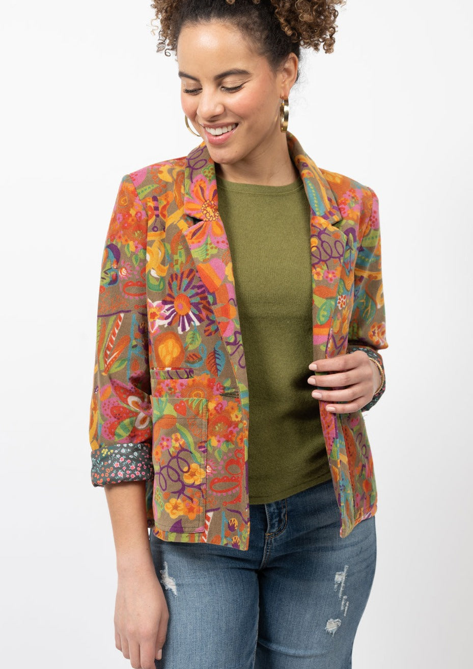 Olive & Floral Corduroy Jacket