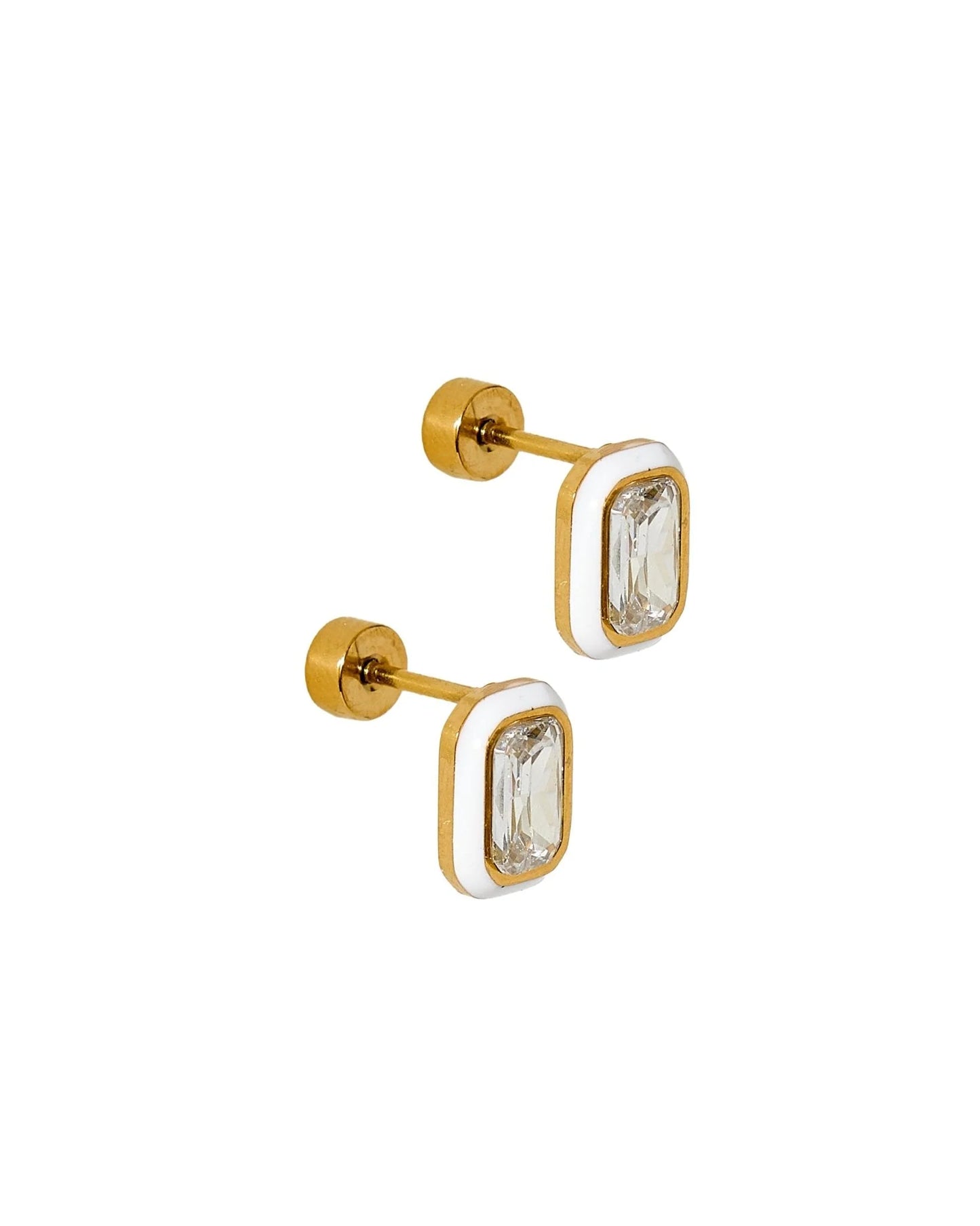 White Marshmallow Screwback Stud Earrings