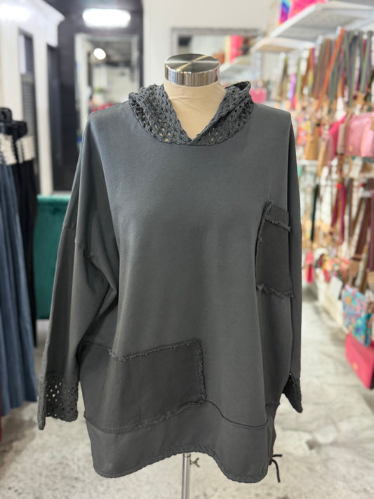 Mesh Hood & Cuffs Top
