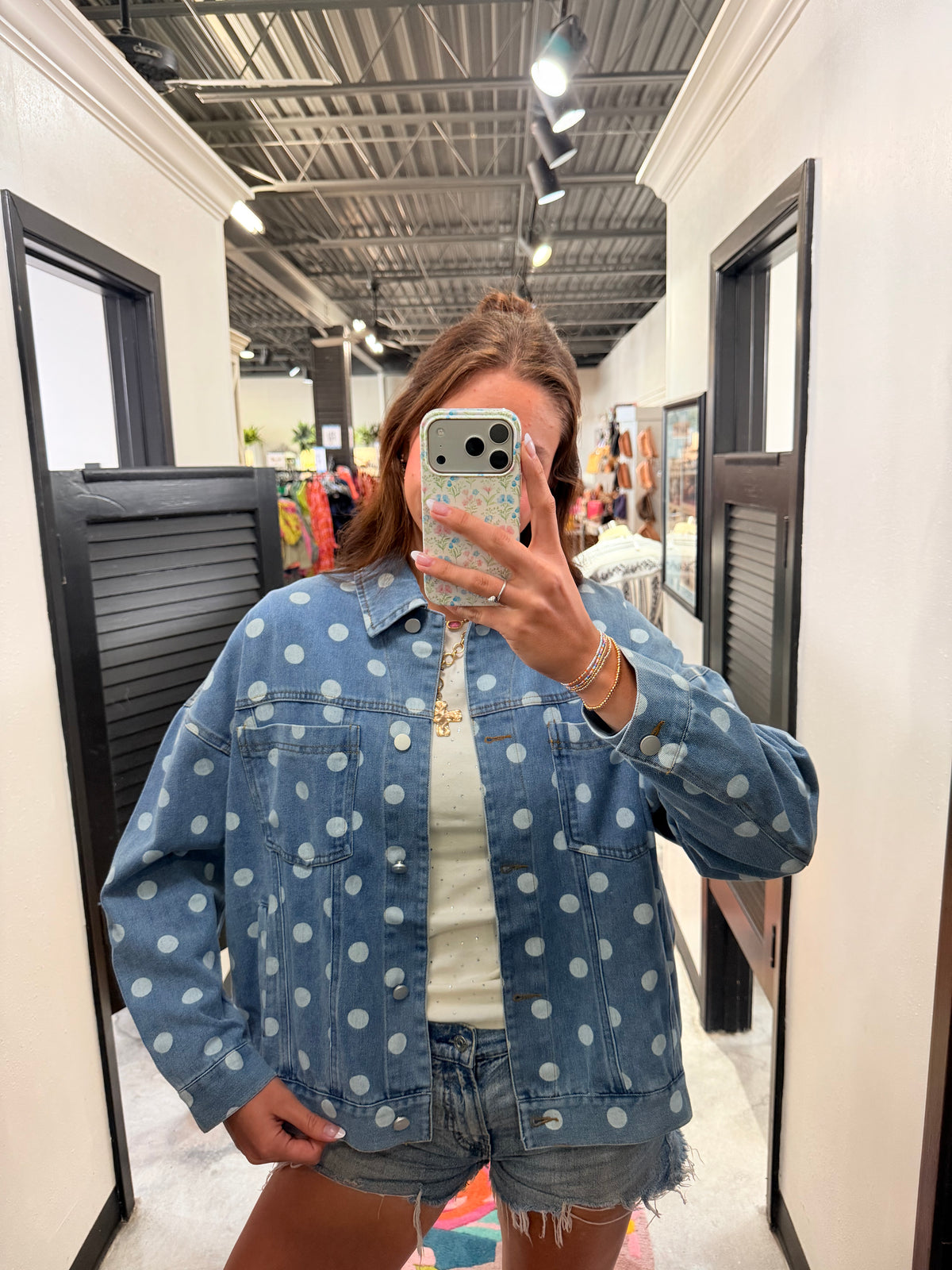Polka Dot Denim Jacket