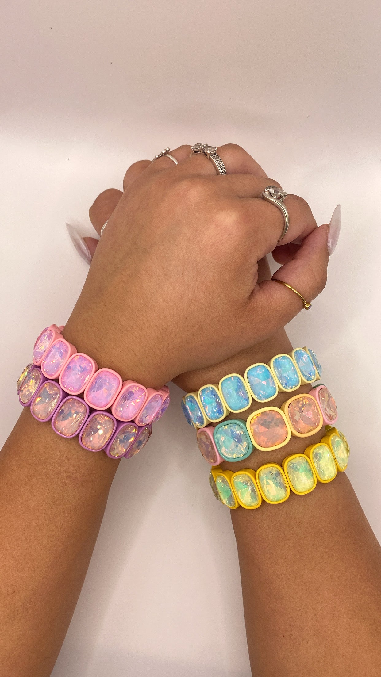 Pastel Rainbow Candy Gem Bracelet