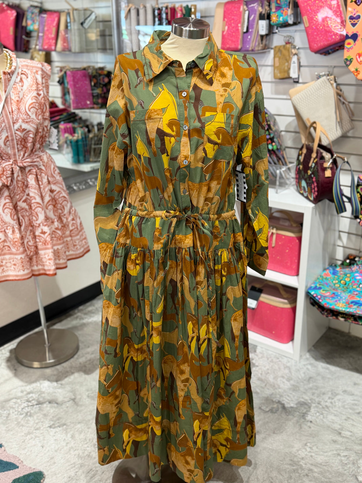 Green Horse Maxi Dress