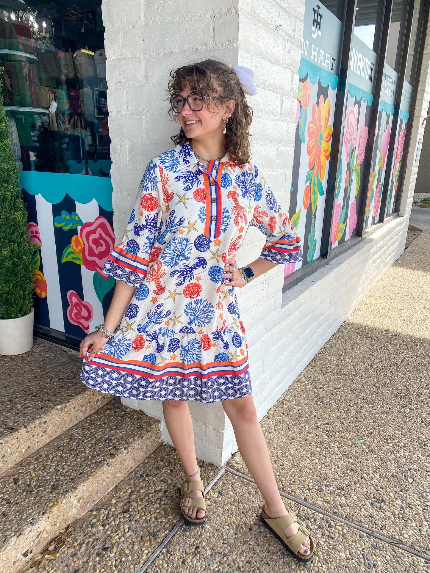 Seaside border placket dress