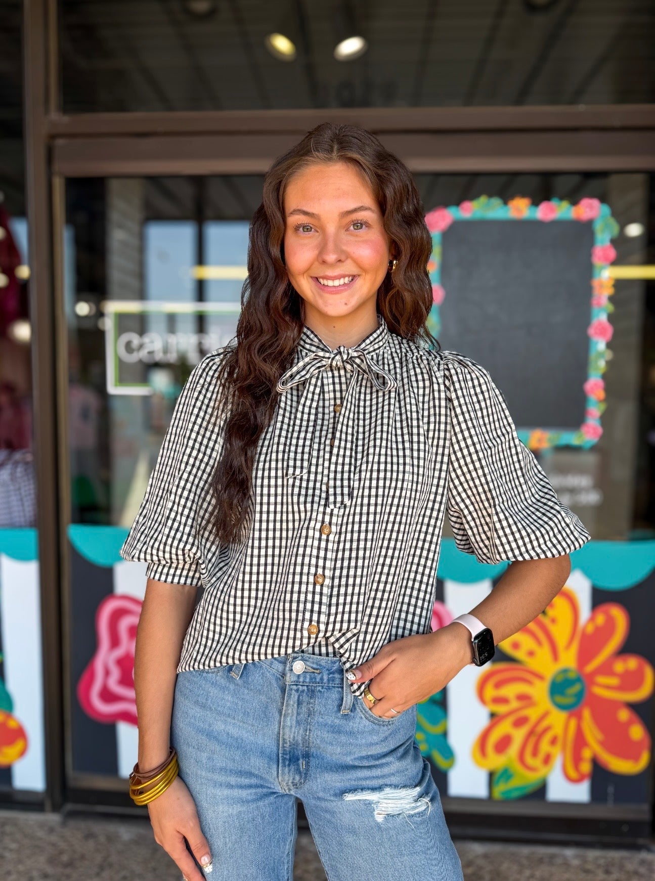 Black/White Gingham Top