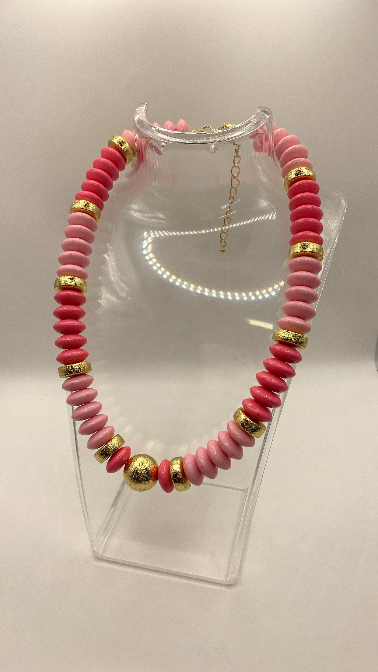 Pink Tobie Beaded Disc Necklace