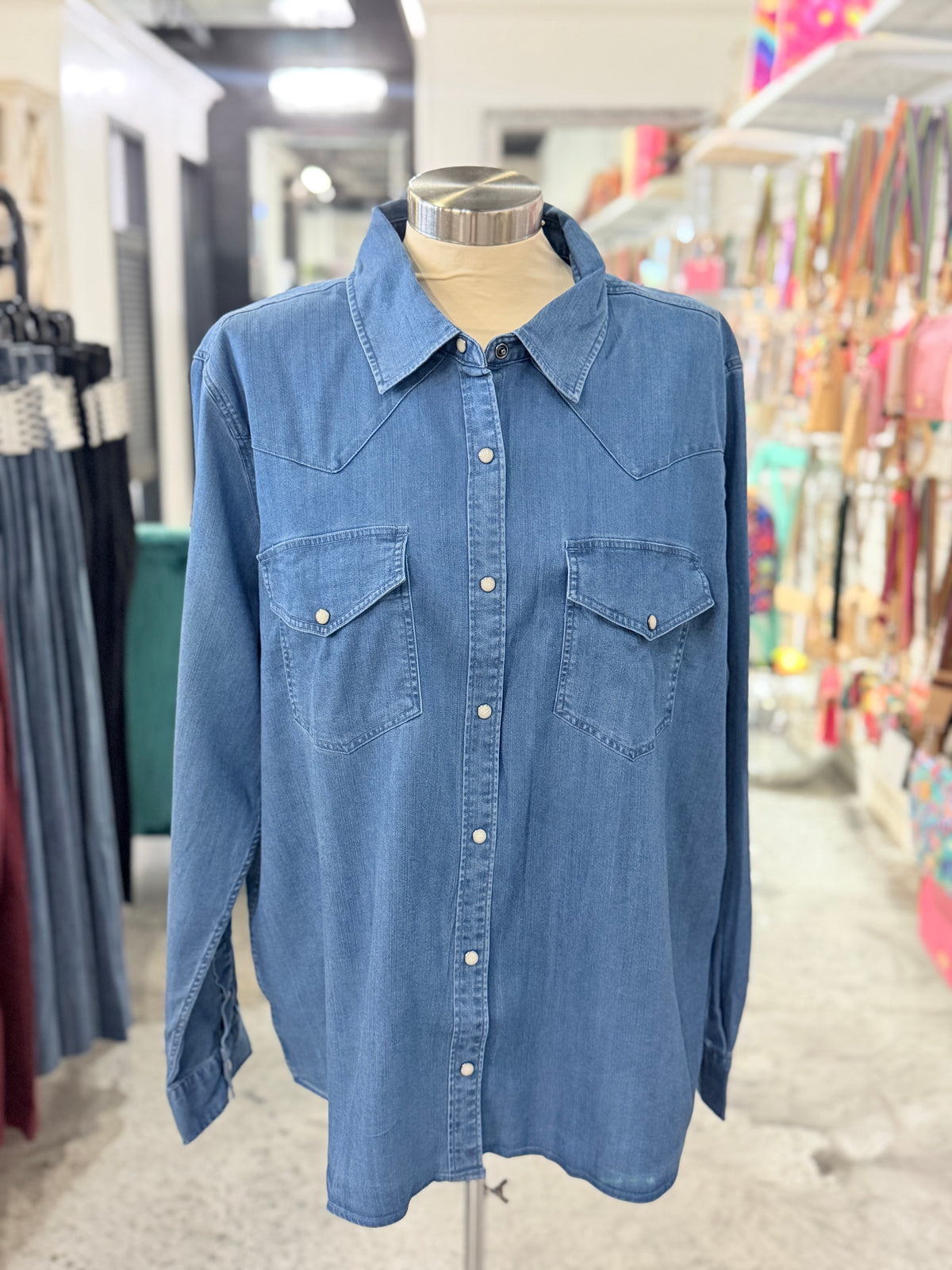 Denim Magnolia Western Top