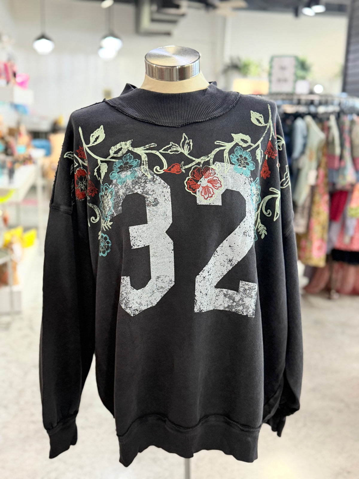 Washed Black Palm Spring Top