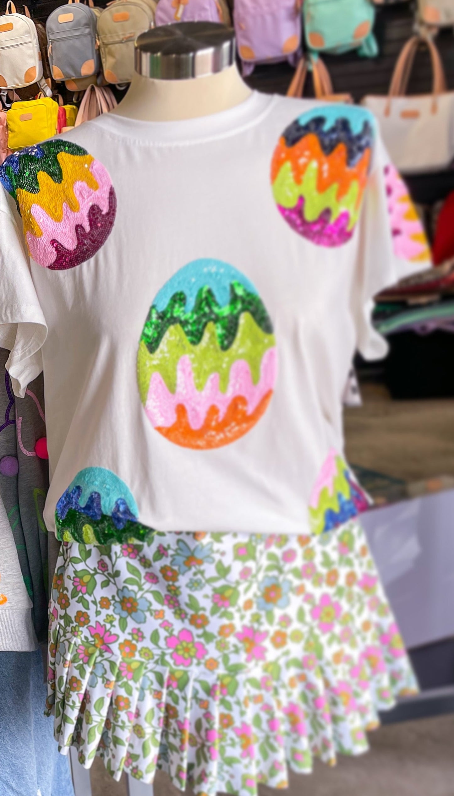 White Groovy Easter Egg Tee