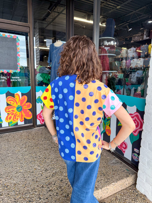 Colorblock Polka Dot Tee