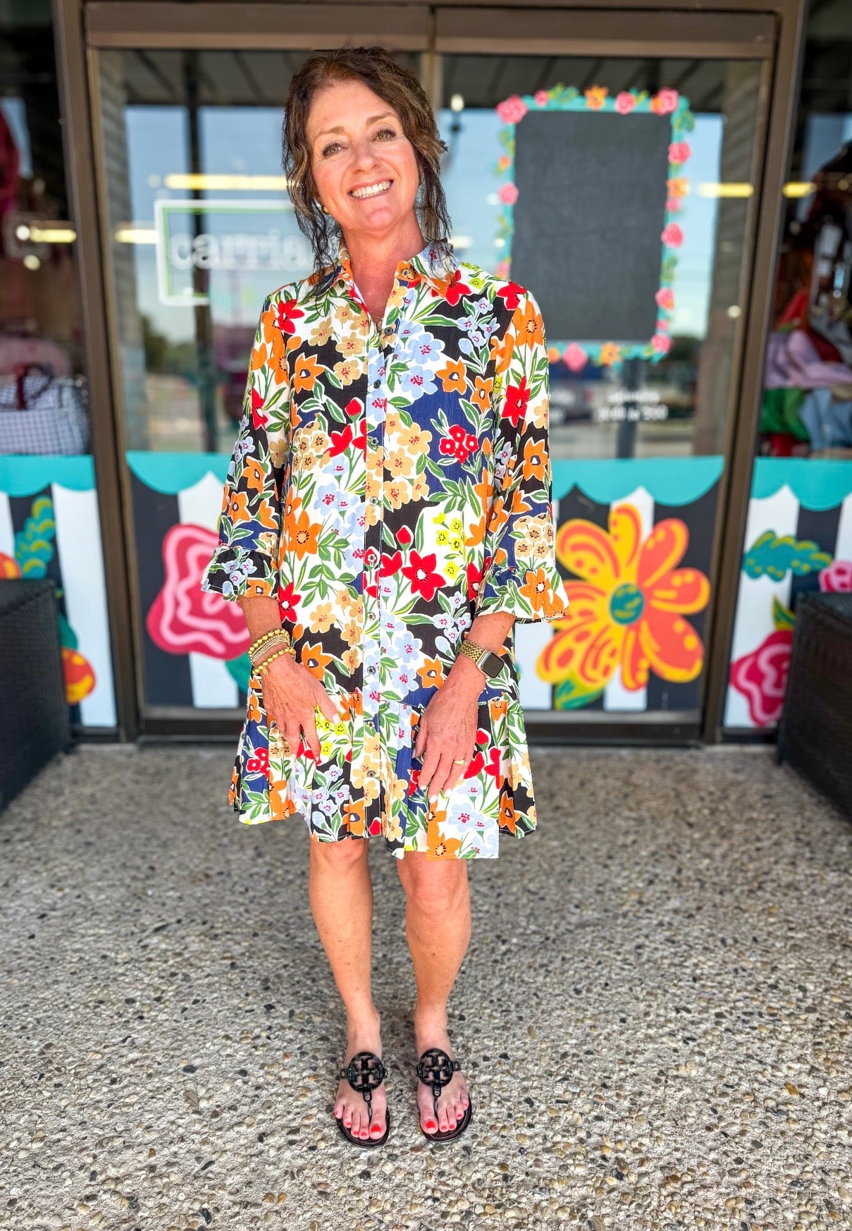 Floral Ruffles Hem Dress