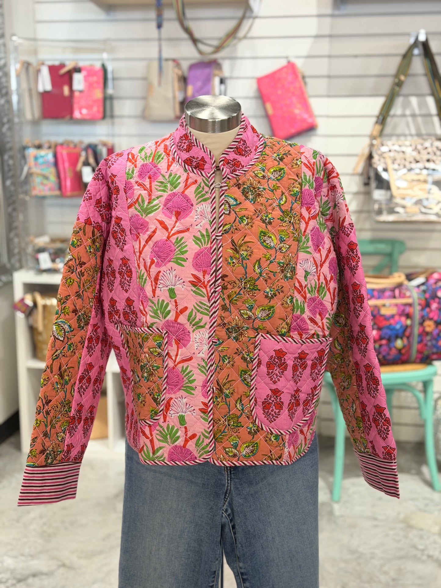 Pink Patchwork Quilted Jacket