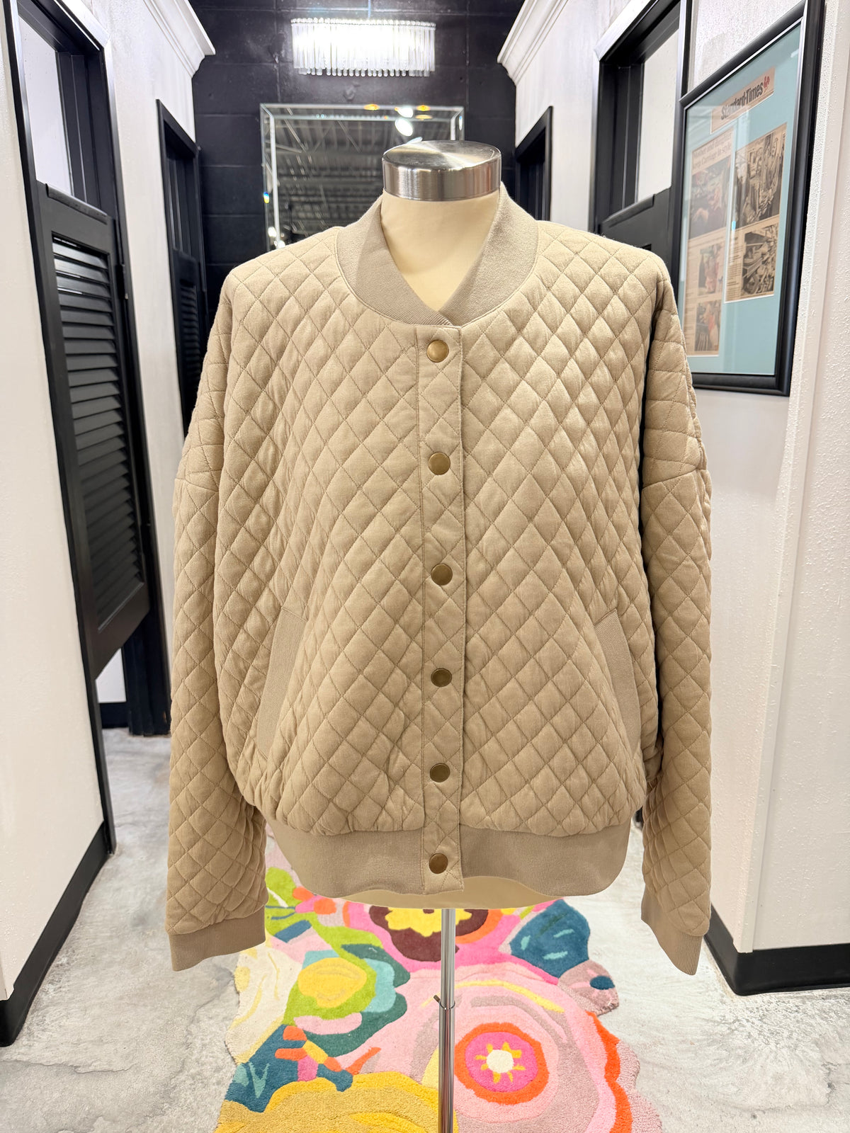 Taupe Hallie Quilted Knit Jacket