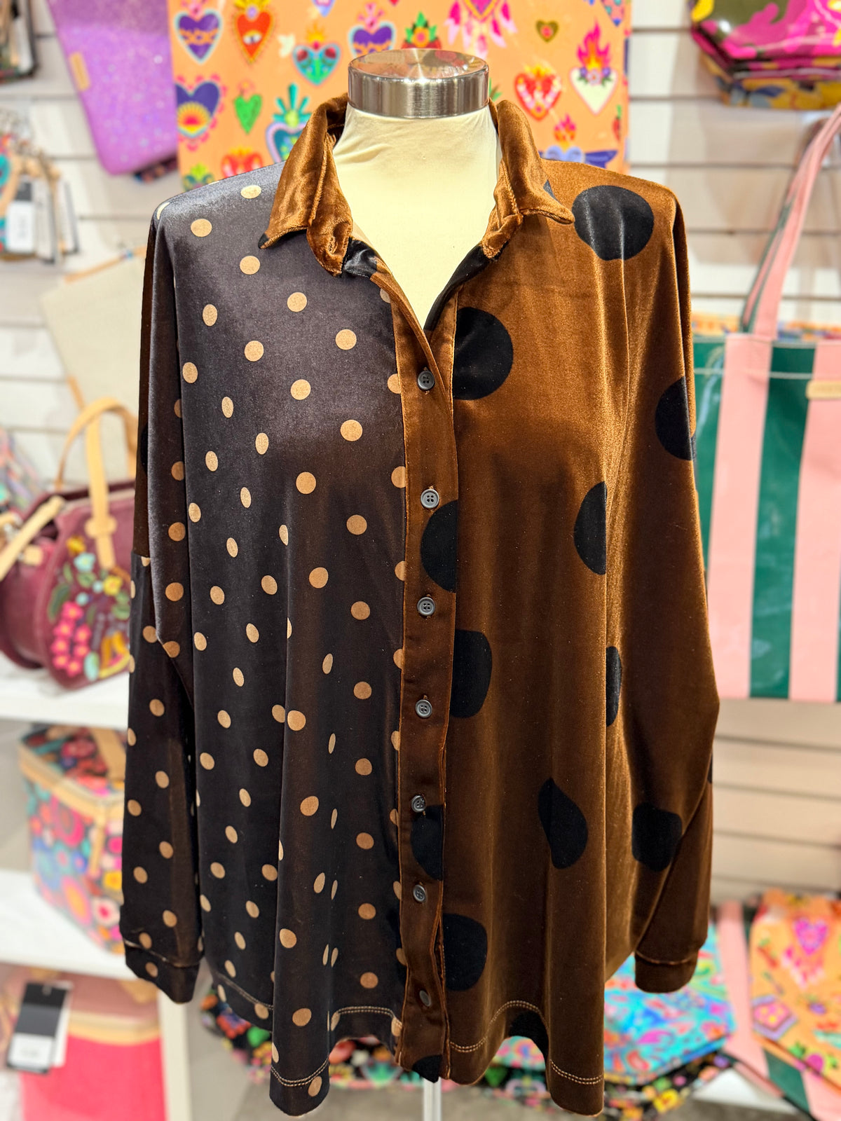 Amber Polka Dot Velvet Top