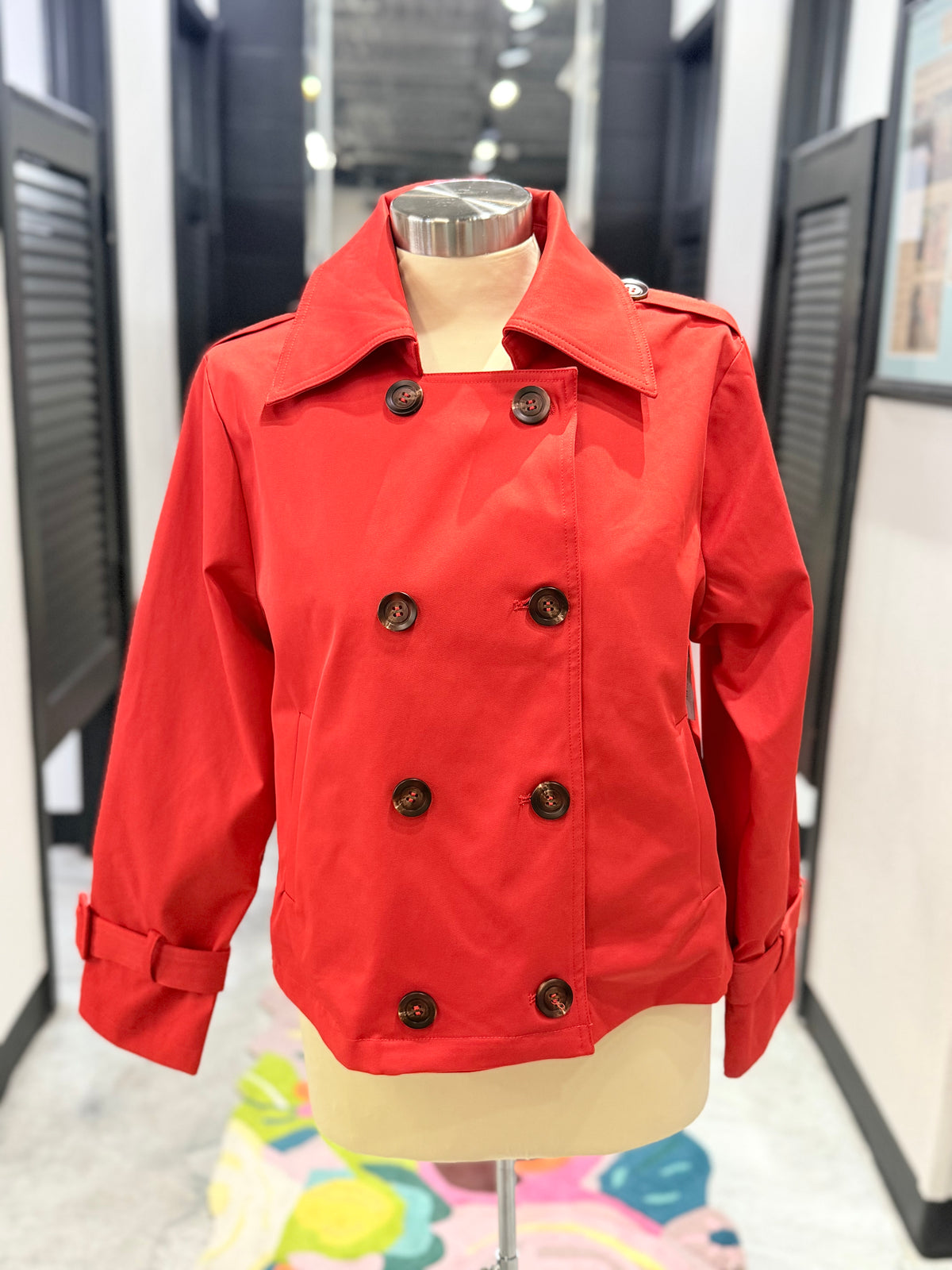 Flame Red Short Trench Jacket