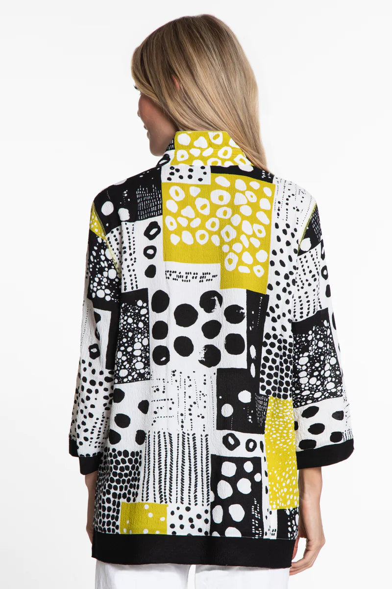 Woven Print Button up Black and White Tunic