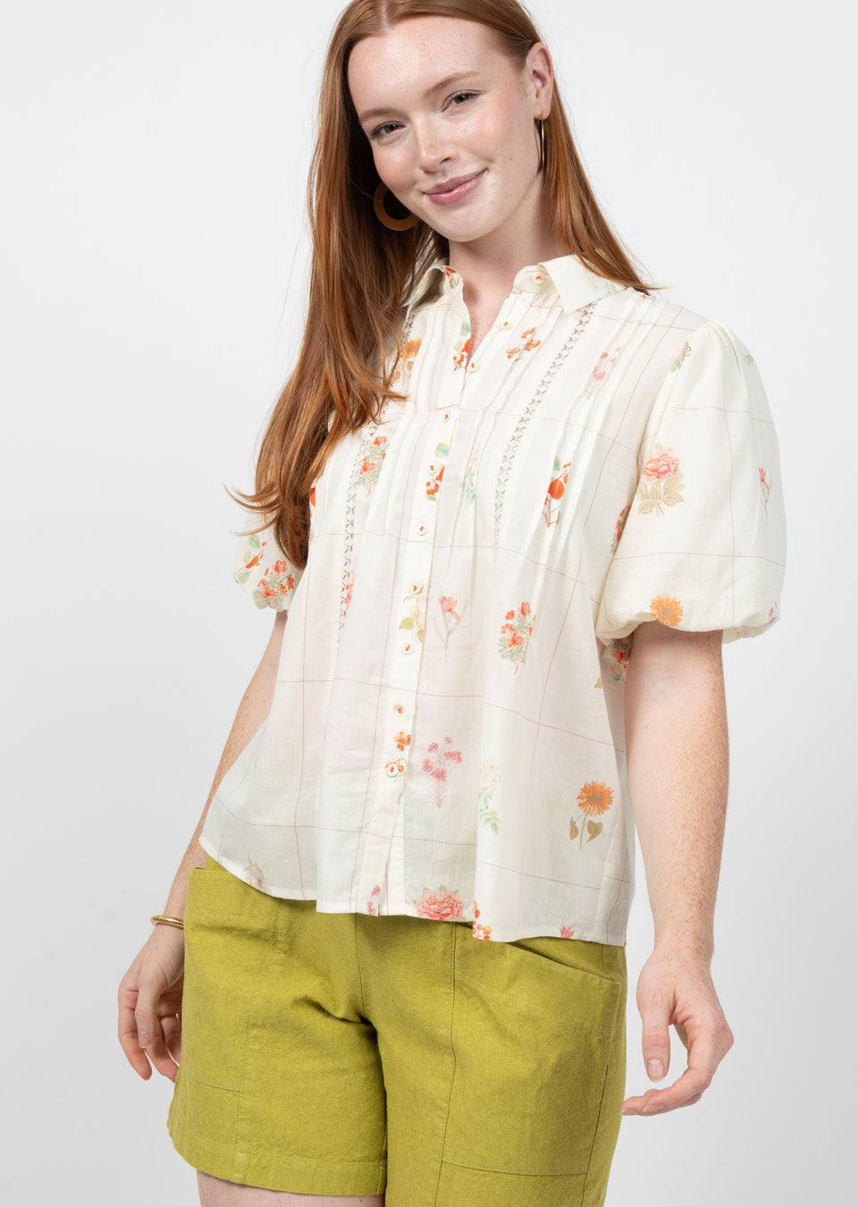 Cream Botanical Floral Top