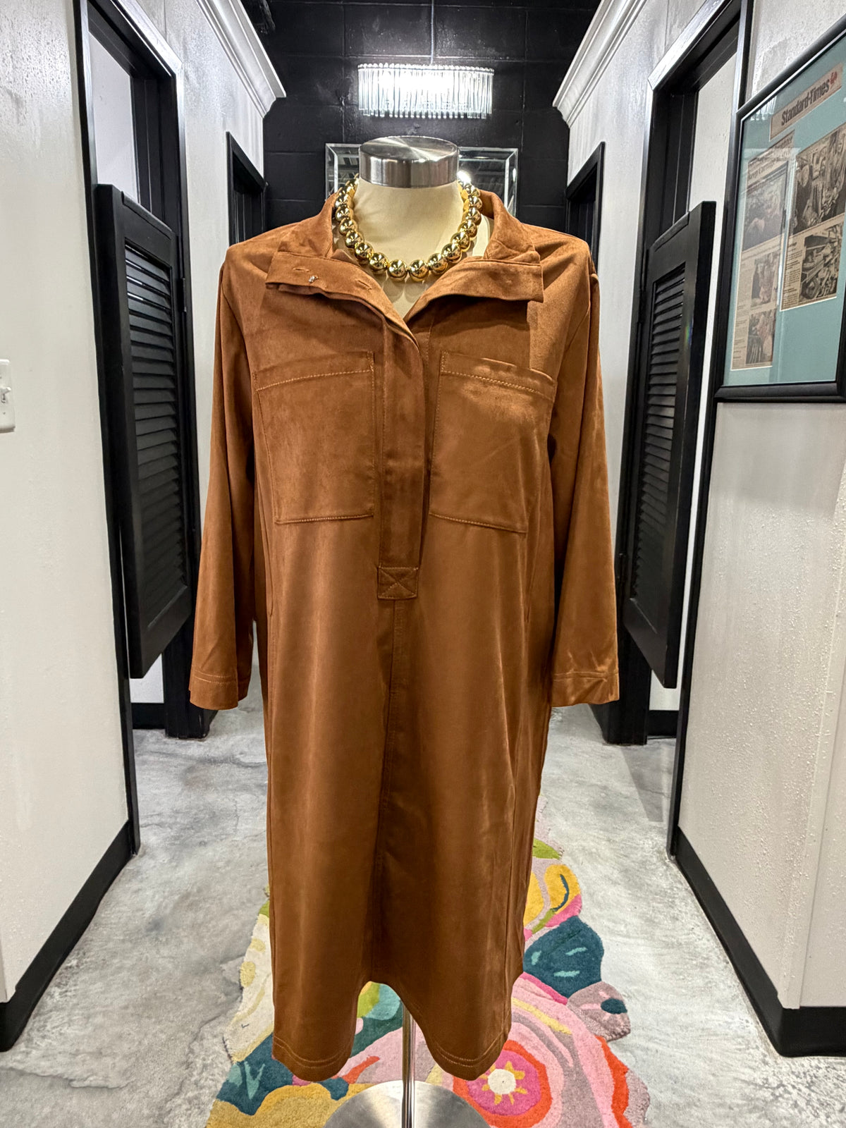 Brown Suede Swing Dress