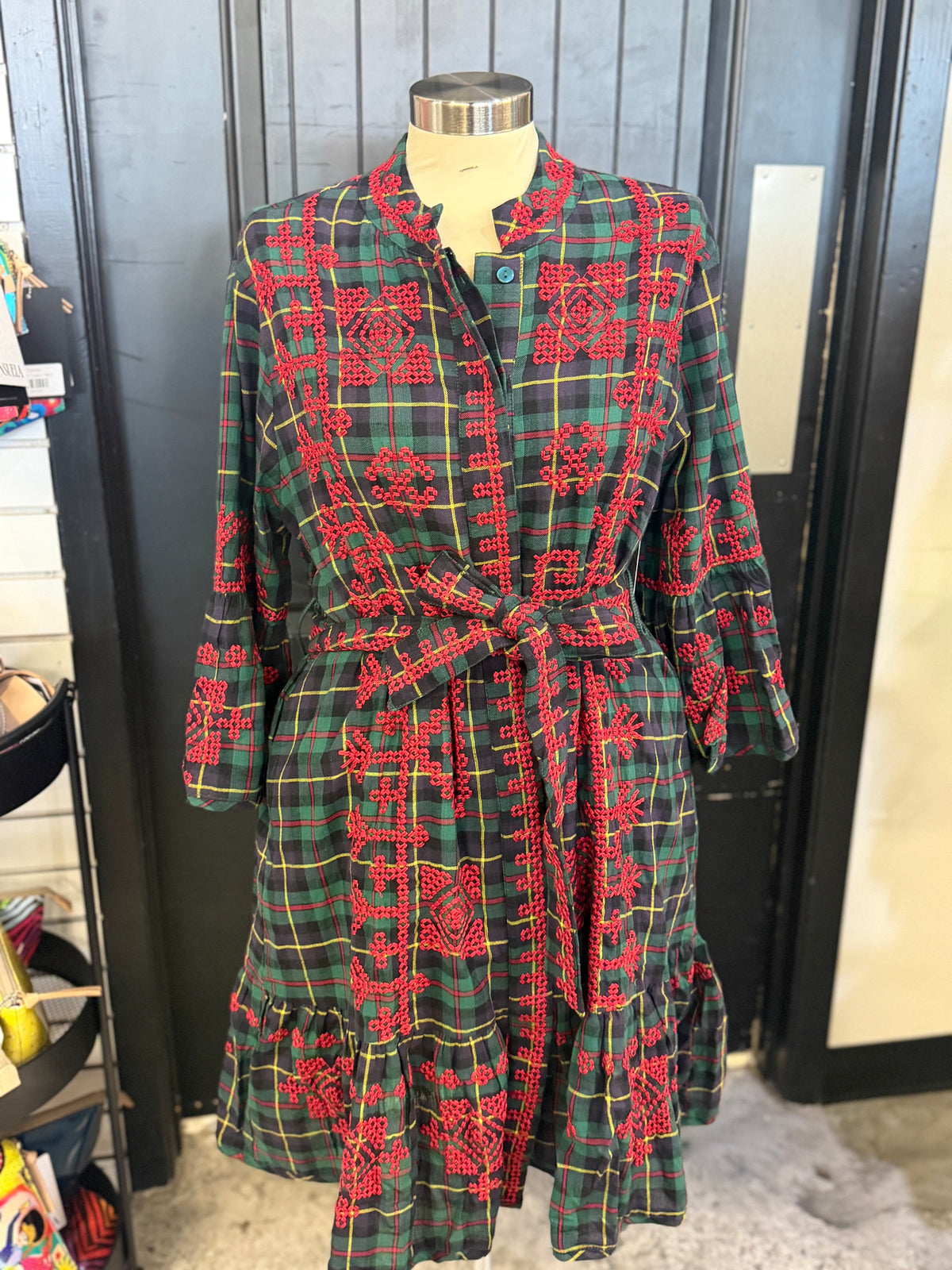 Tartan Cross Stitch Embroidered Dress