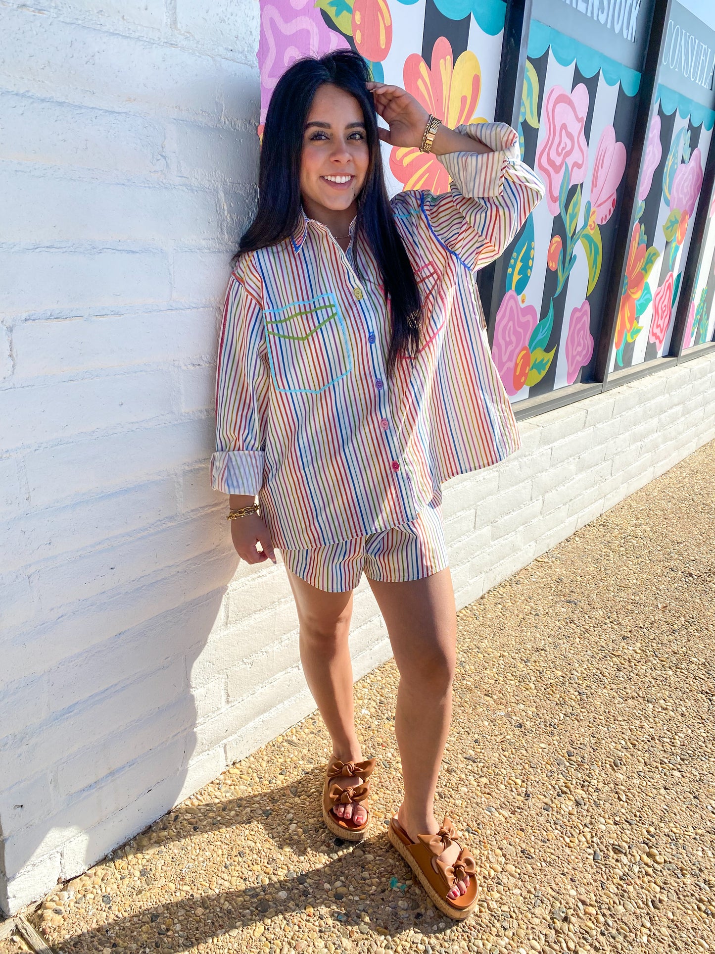 Rainbow Striped Shorts