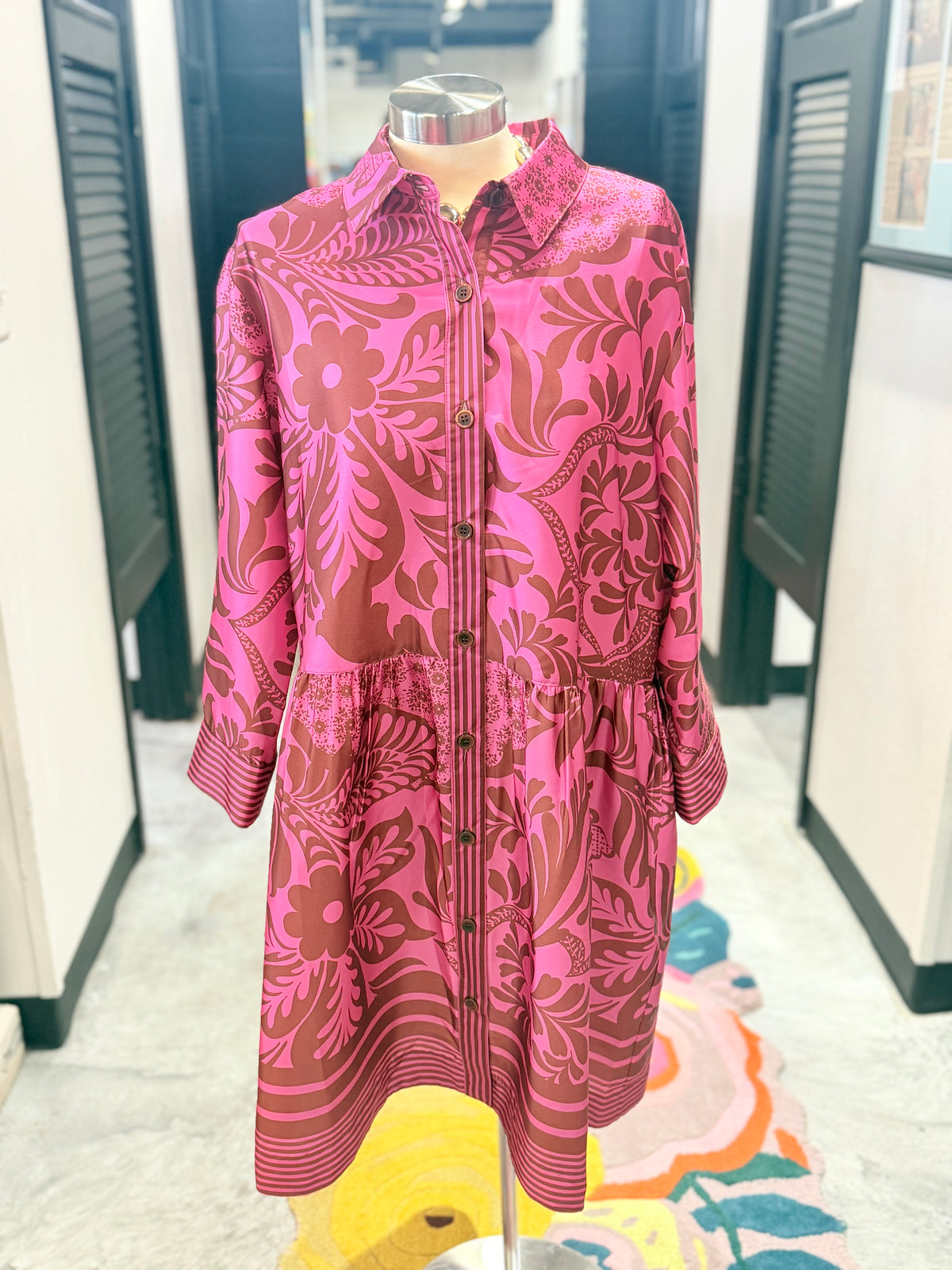 Magenta Boarder Stripe Dress