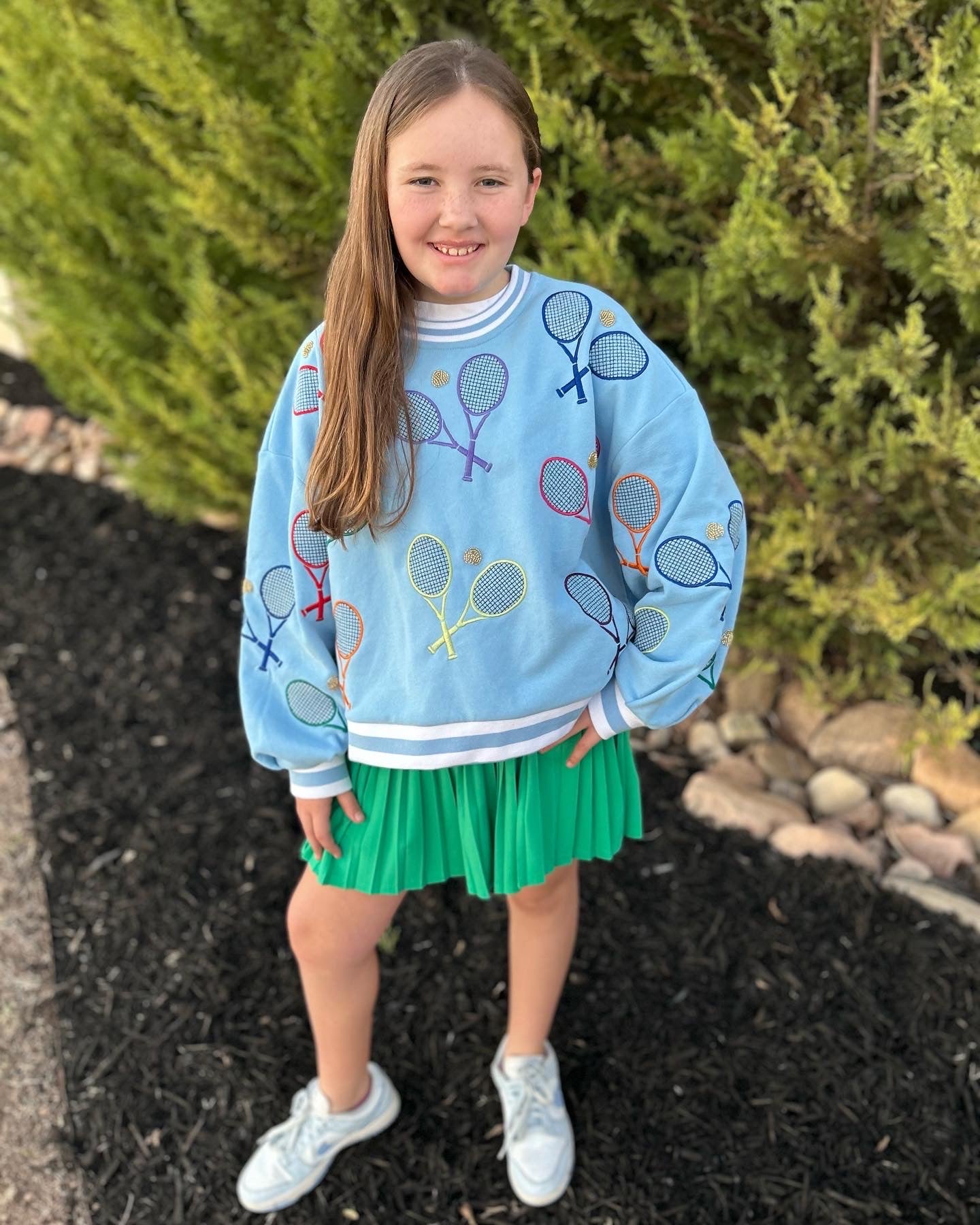 Light Blue Scattered Tennis Tee