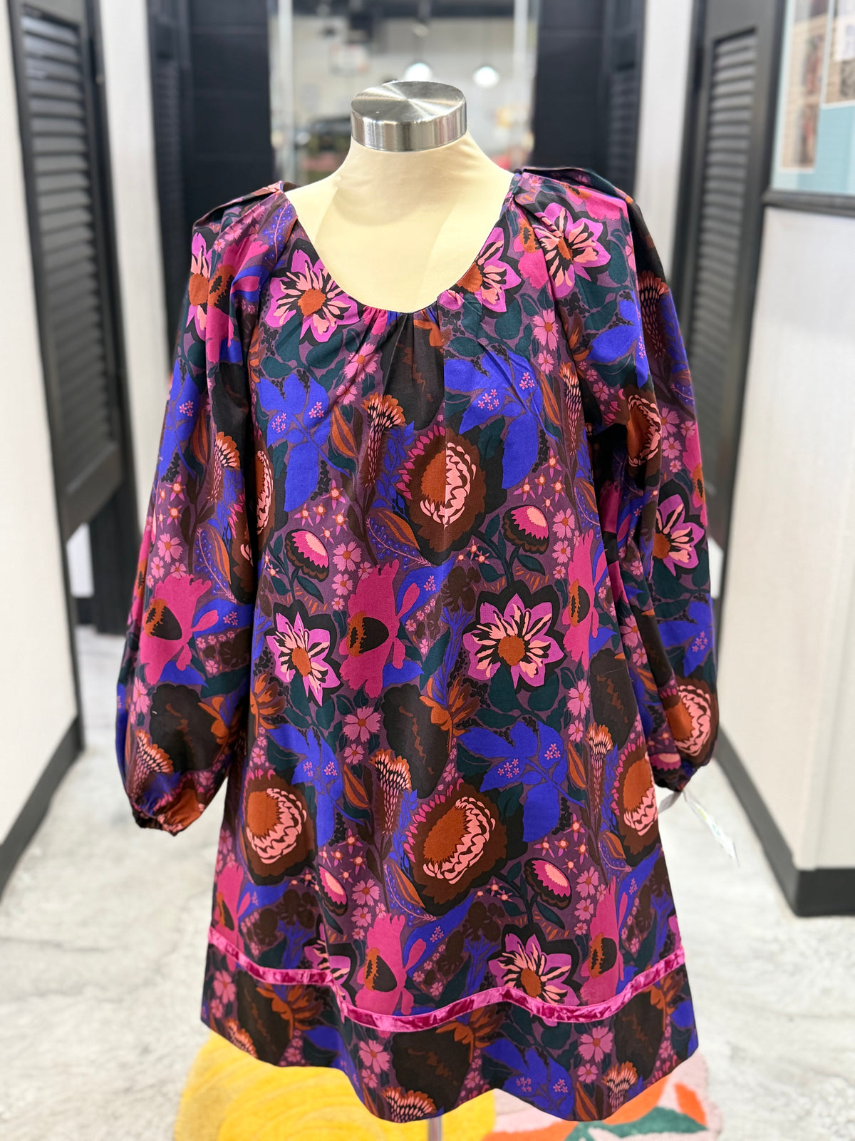 Shirred Floral Shift Dress