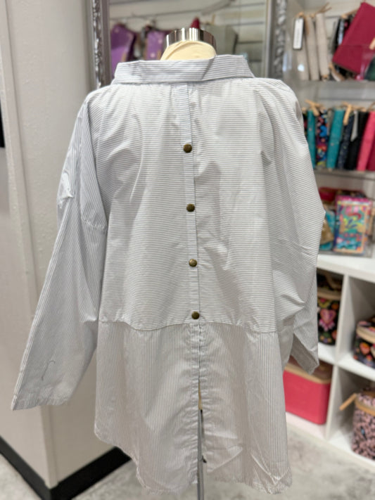 White Striped Deco Double Snap Top