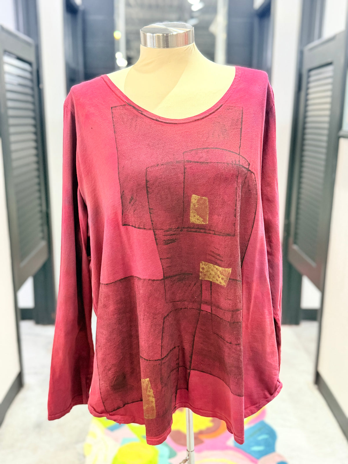 Red Margo Graphic Sunset Top