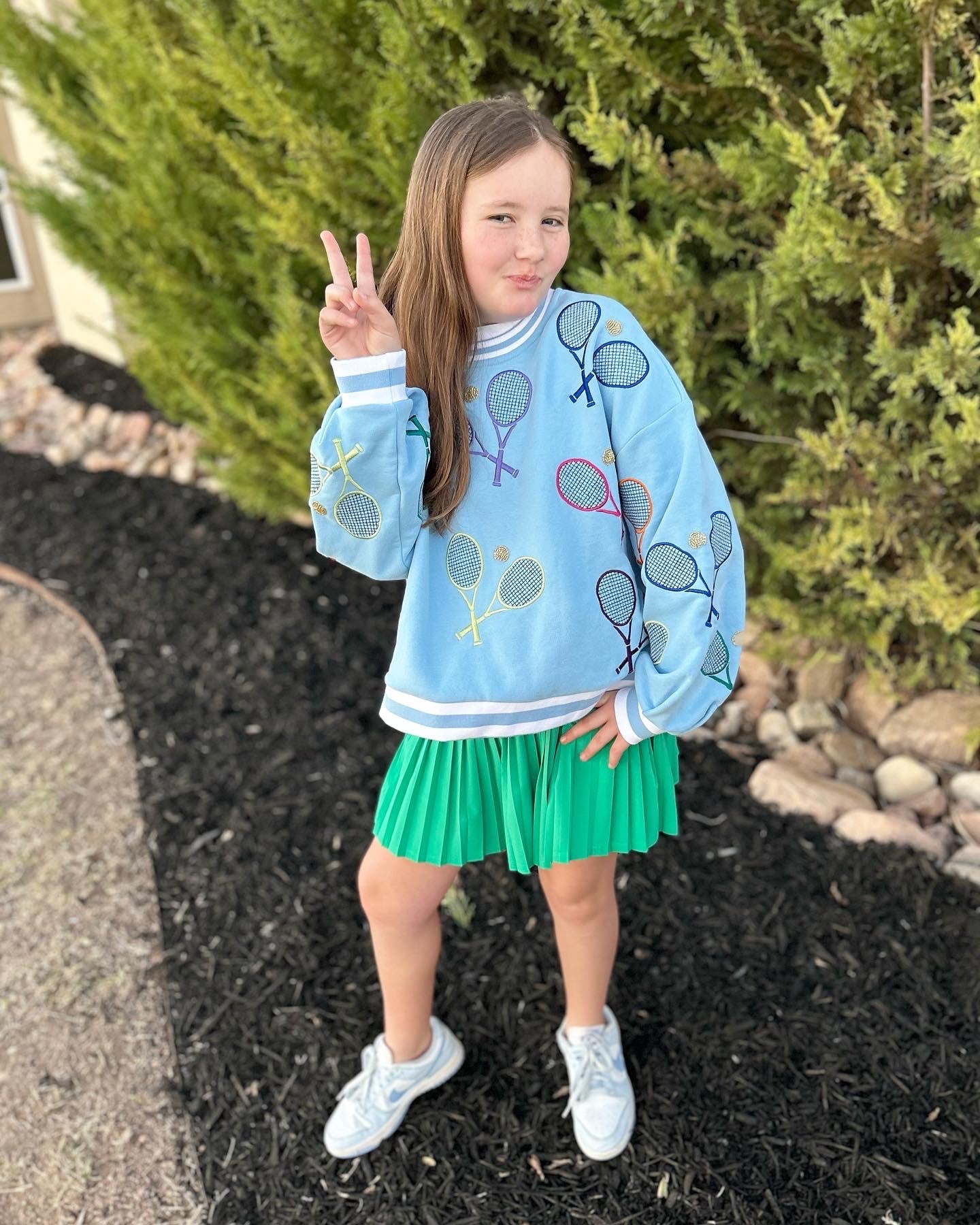 Light Blue Scattered Tennis Tee