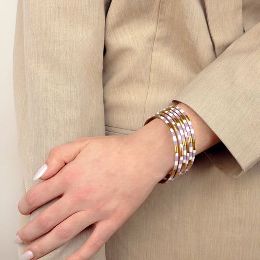 Lilac/White Veda Bangles