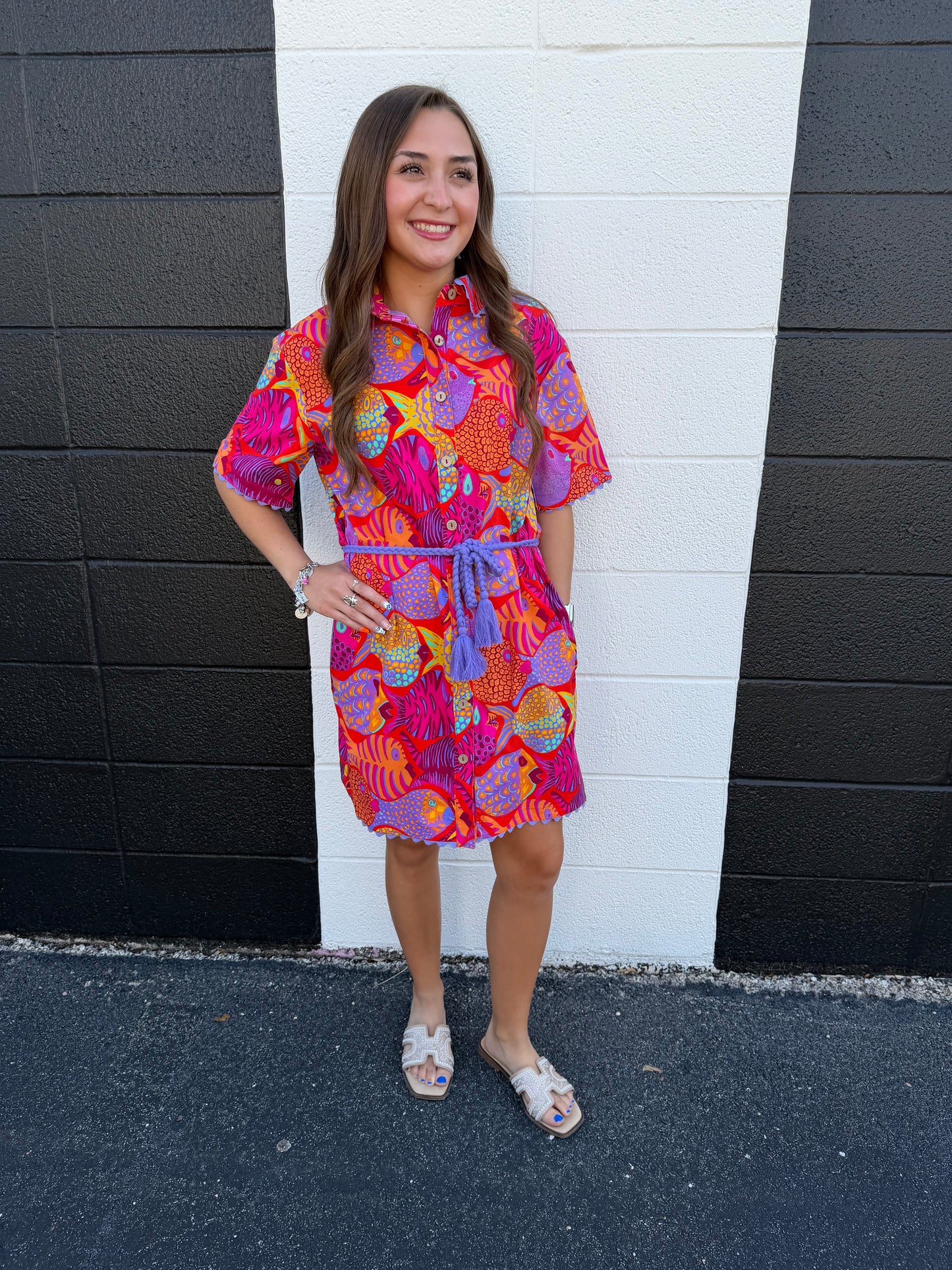 Red School Of Fish Dress