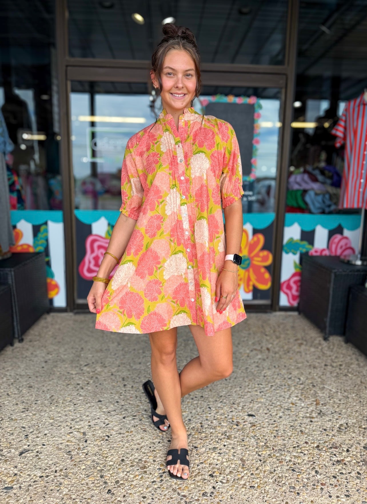 Coral Fresh Mums Dress