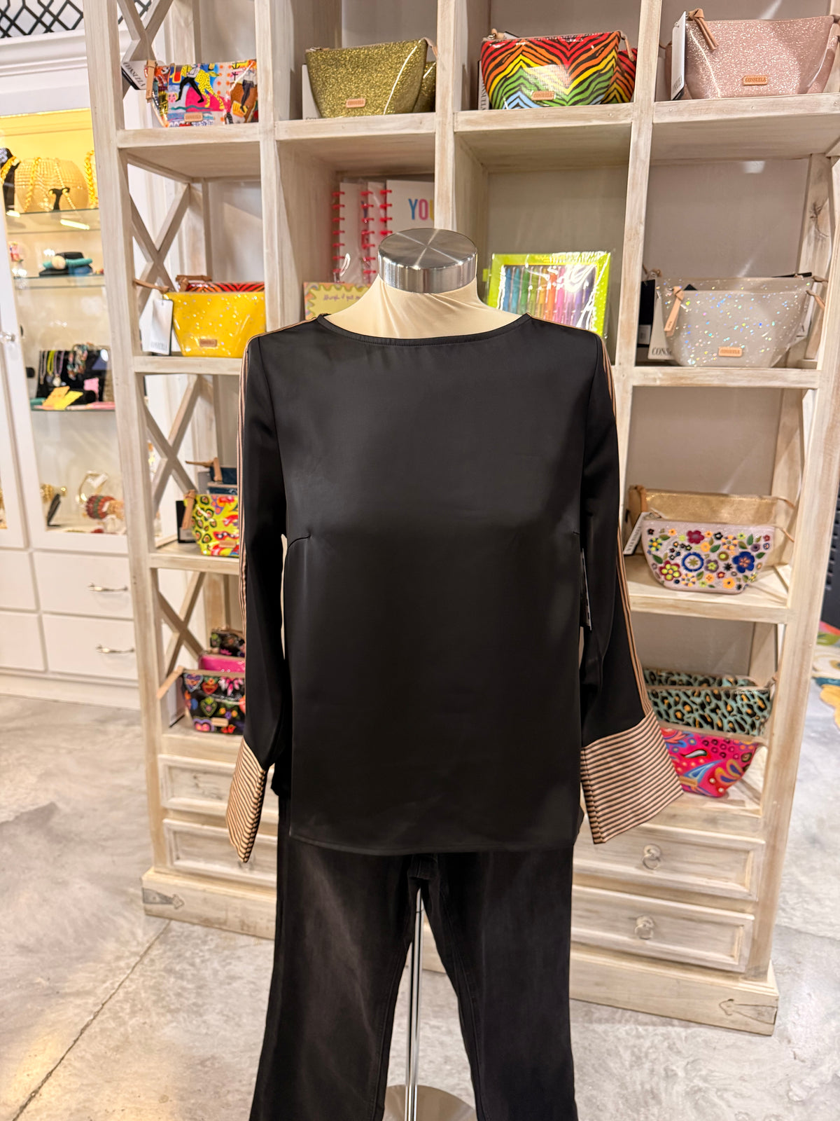 Black Gold Satin Top