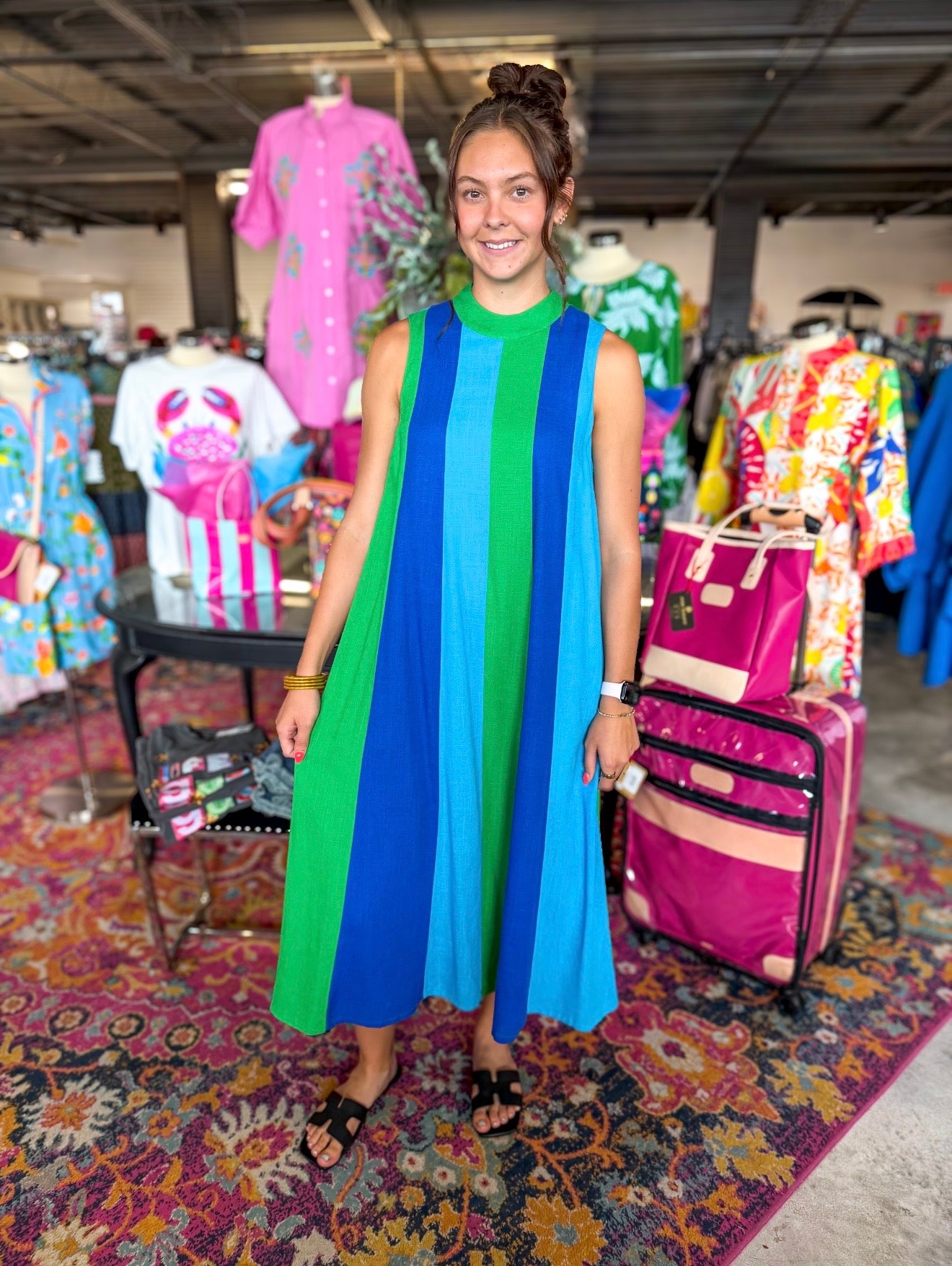 Green Blue Colorblock Dress