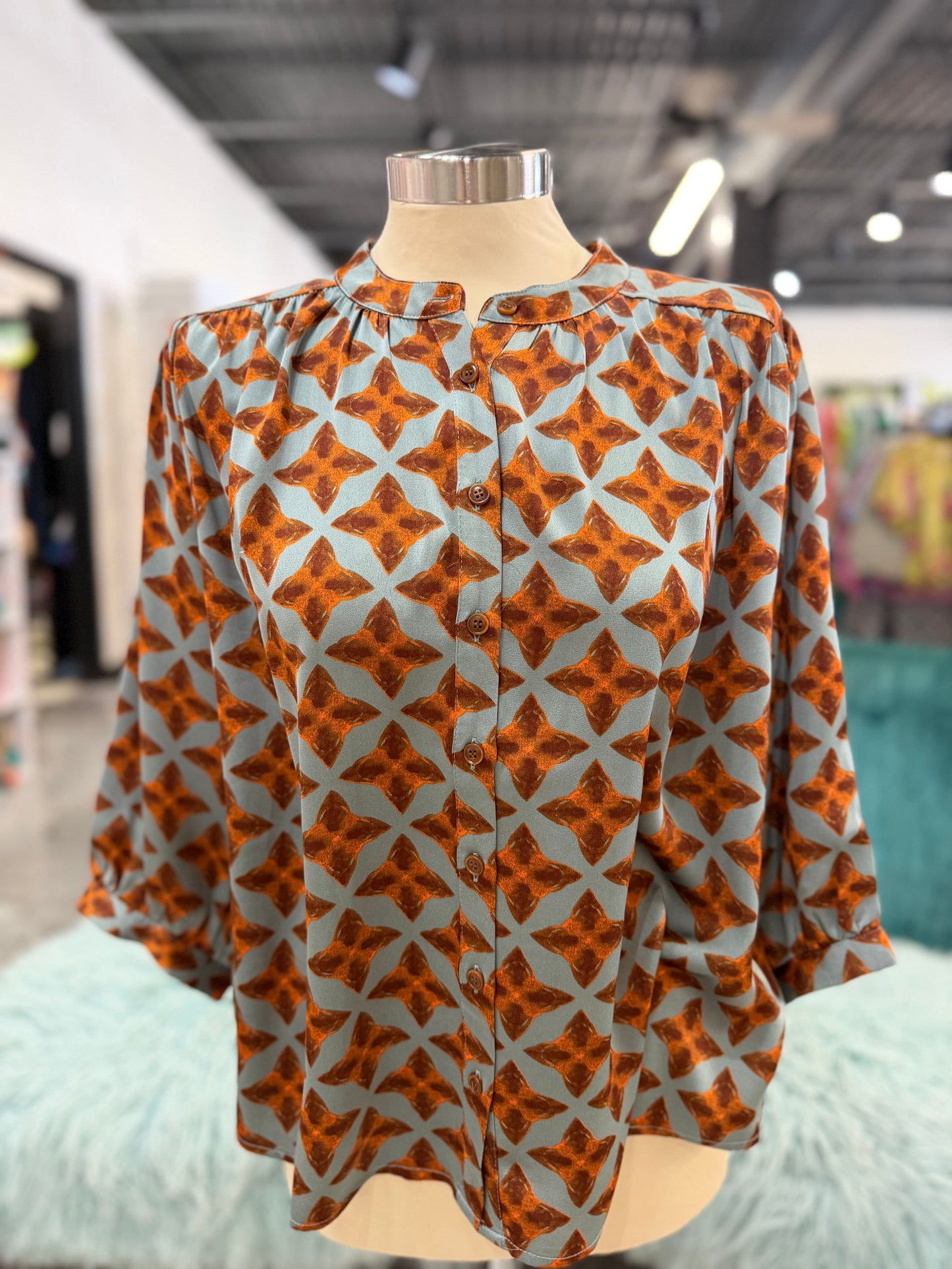 Copper Tile Batwing Sleeve Blouse