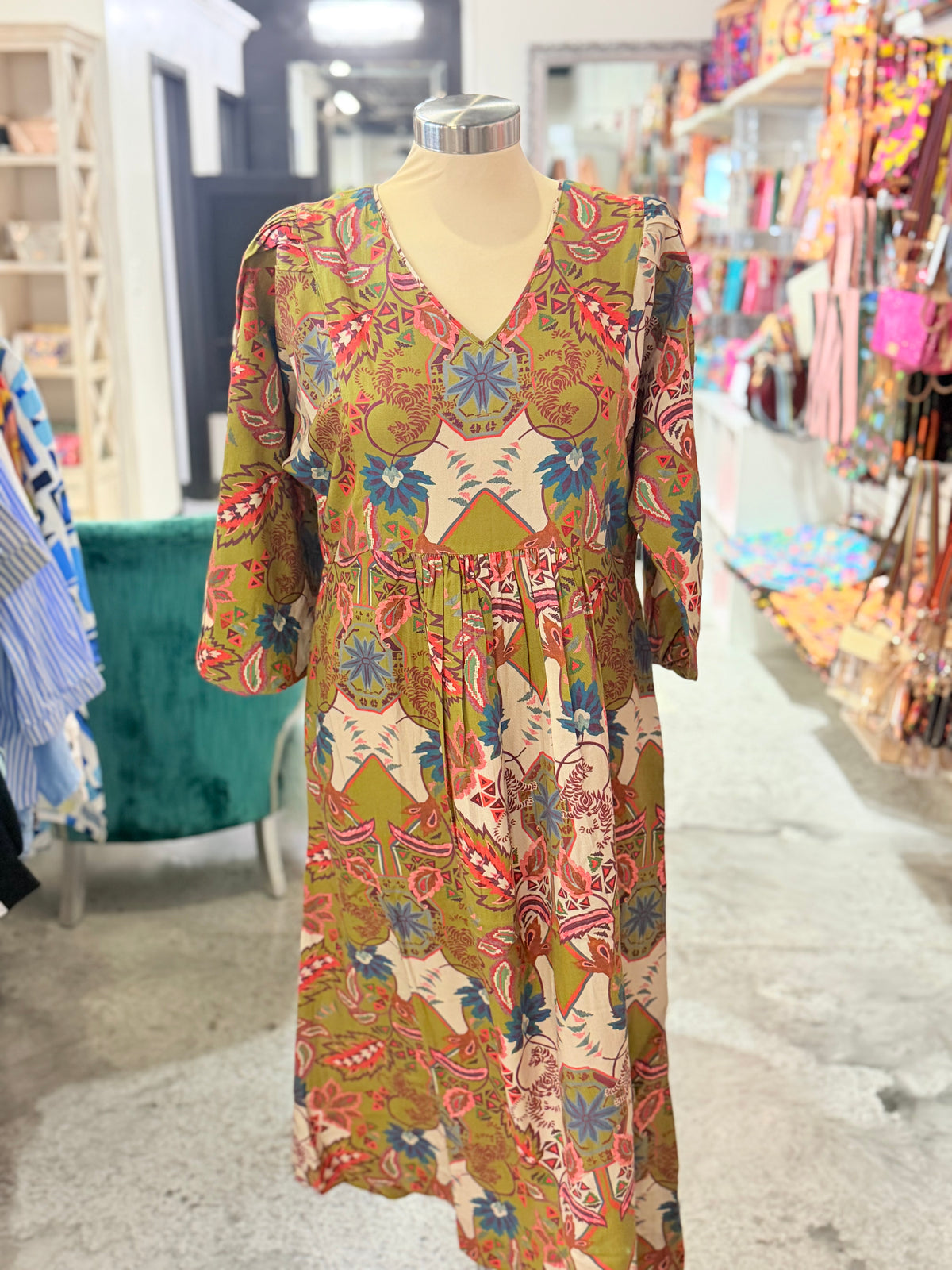 Green Multi Color Matilda Dress