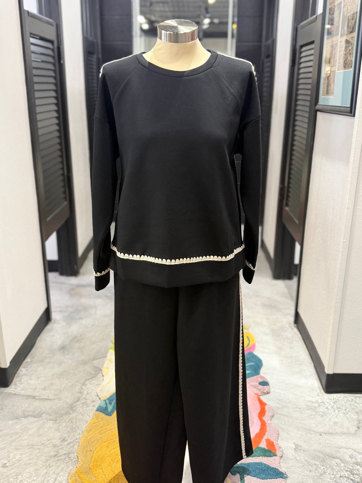 Black with White Trim Sweatpants