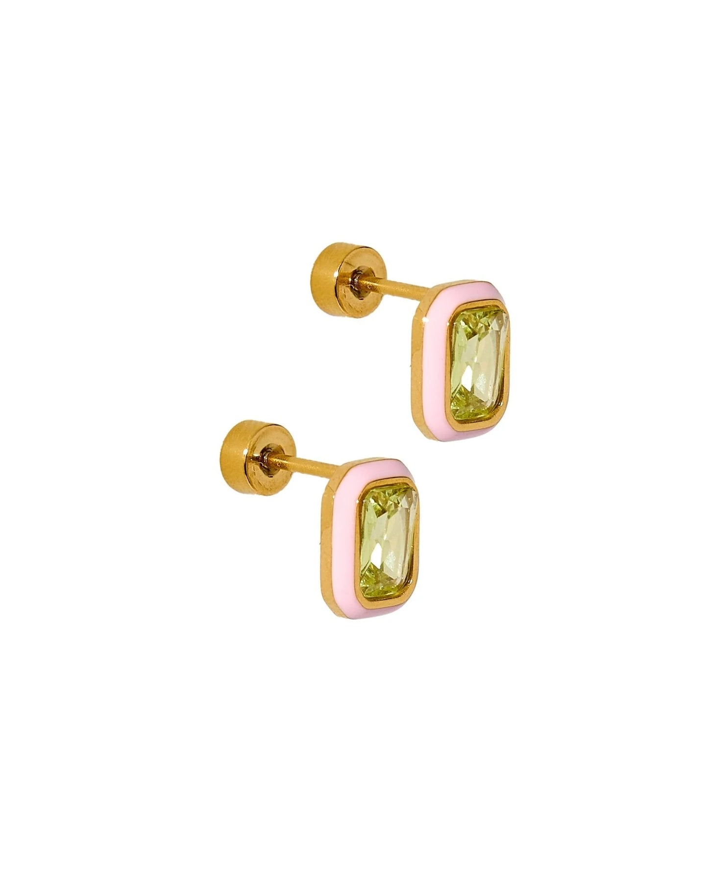 Pink Apple Screwback Stud Earrings
