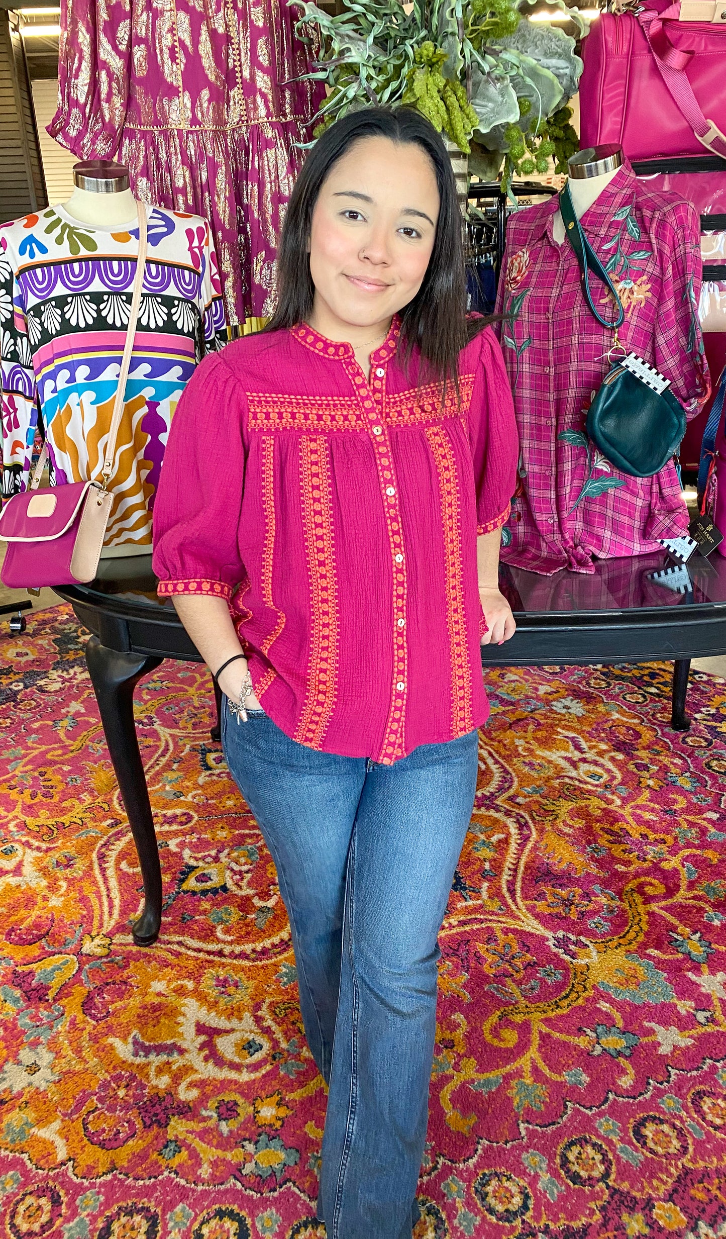 Heavily Embroidered Gauze Top