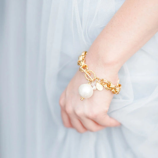 Gold Cotton Pearl Bracelet