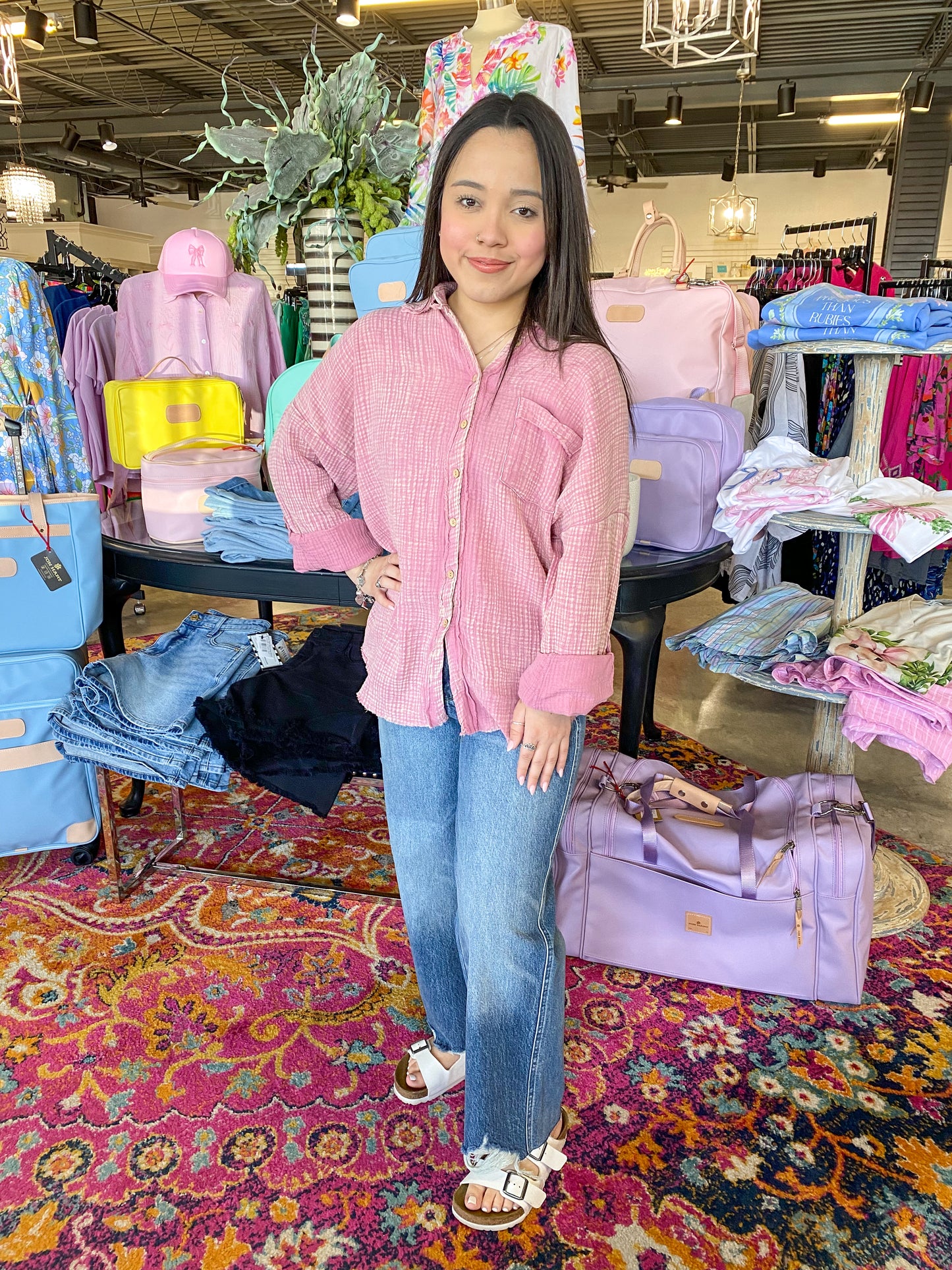 Light Rose Double Gauze Button Down