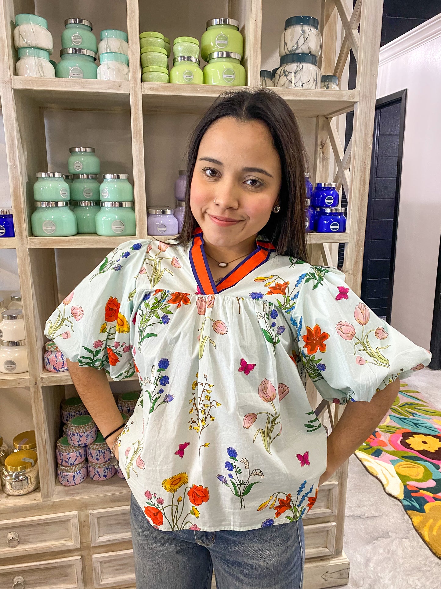 Puff Sleeve Floral Top