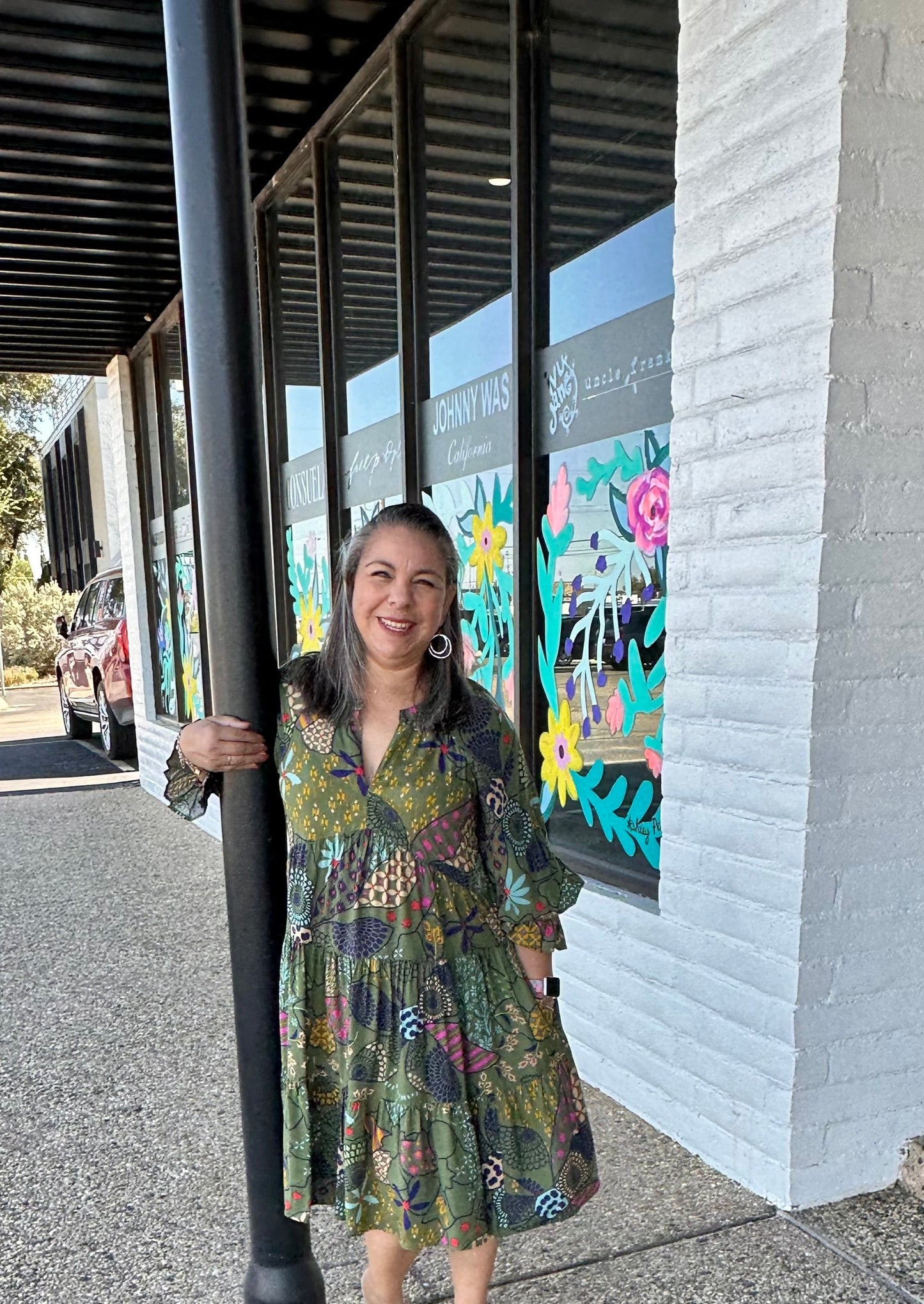 Olive Power Print Dress