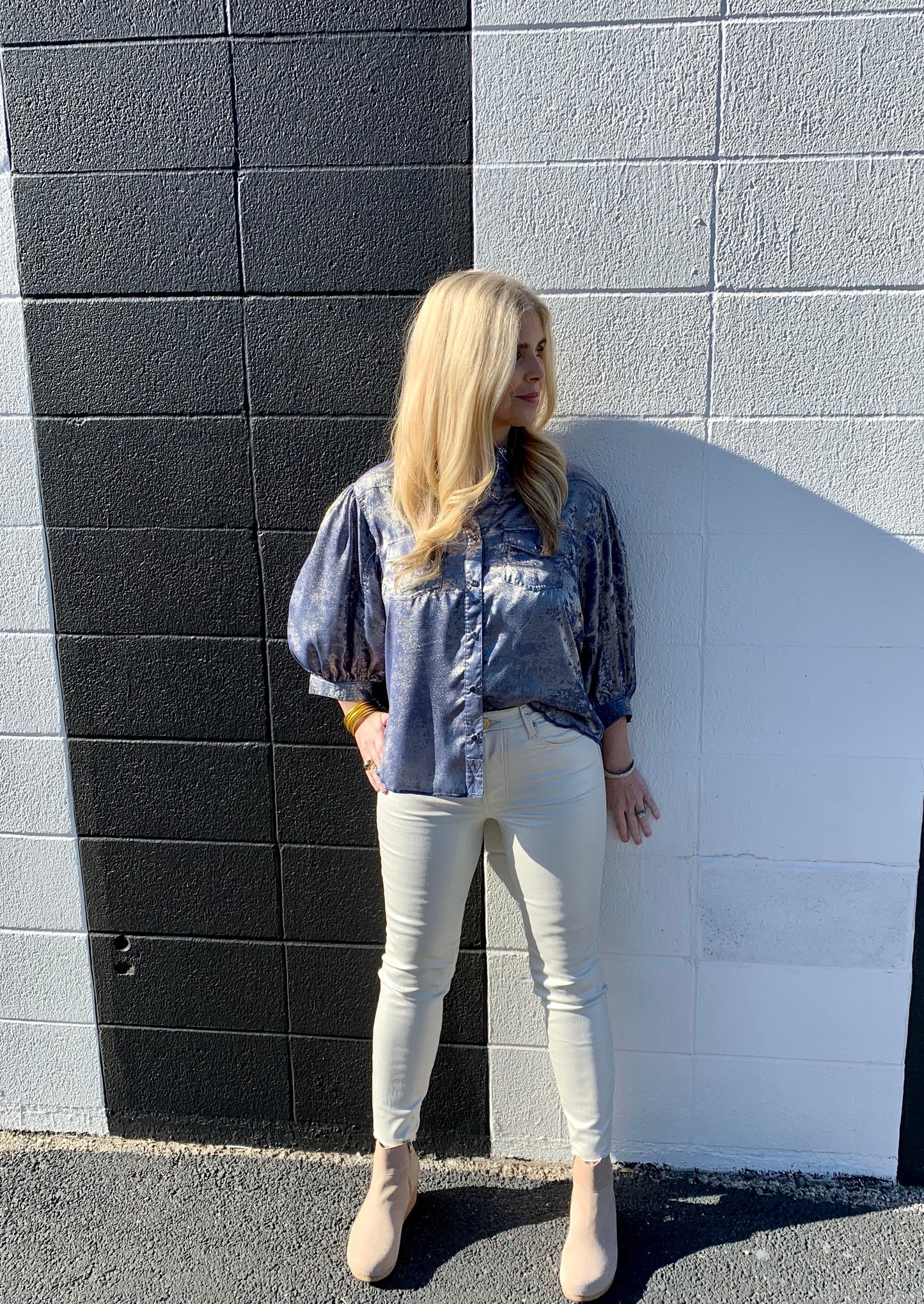 Metallic Snap Front Shirt