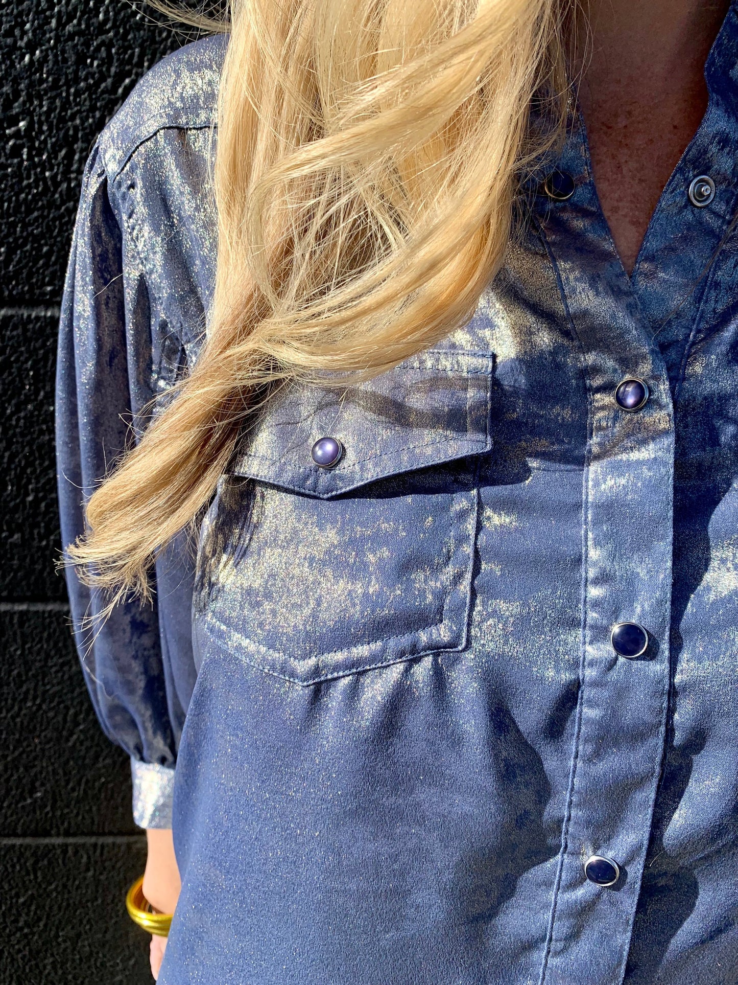 Metallic Snap Front Shirt