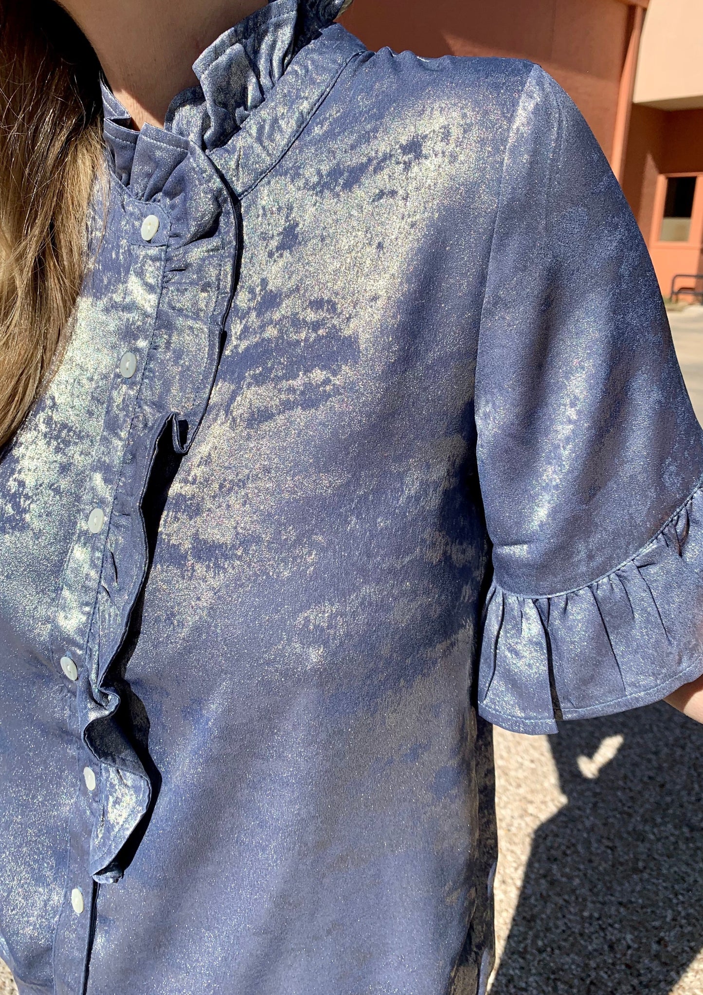 Metallic Ruffled Edges Top