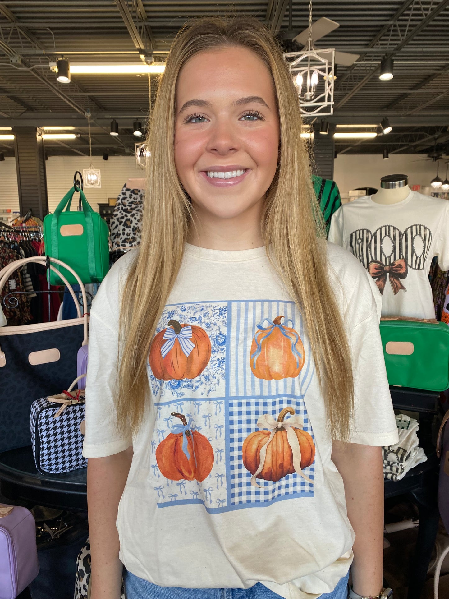 Blue Pumpkin Squares Tee