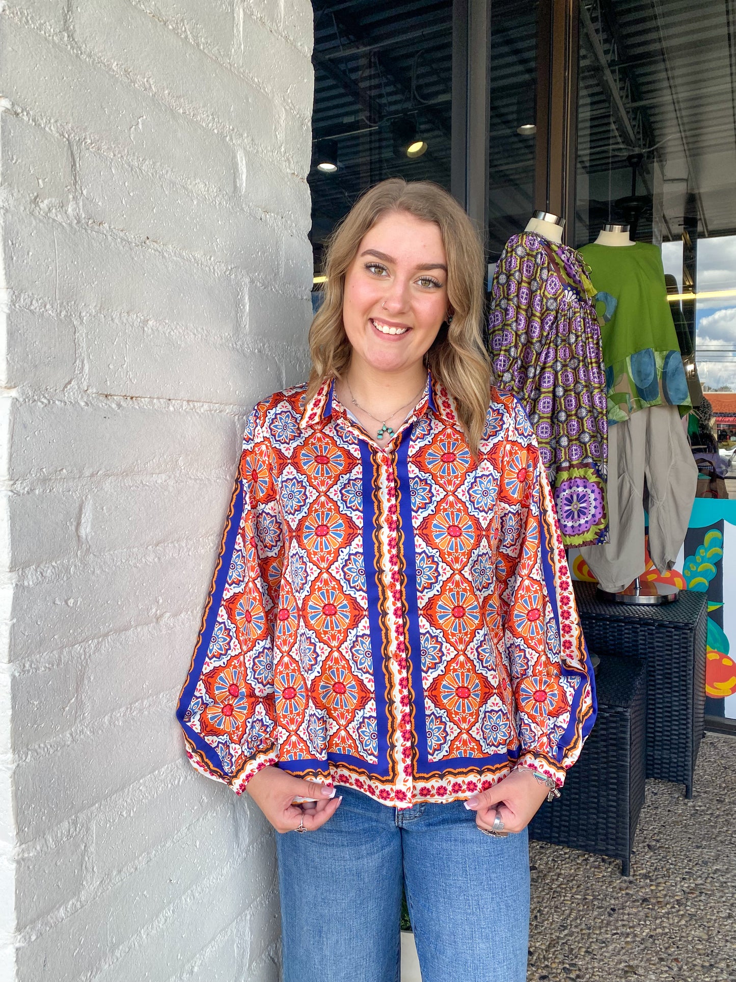 Spice Tiles Scarf Blouse